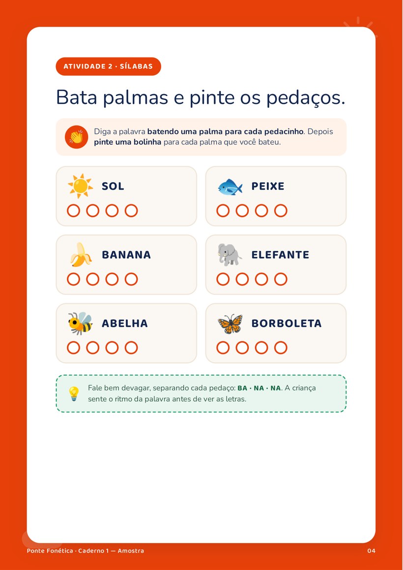 Página real do Caderno 1 — Consciência Fonológica